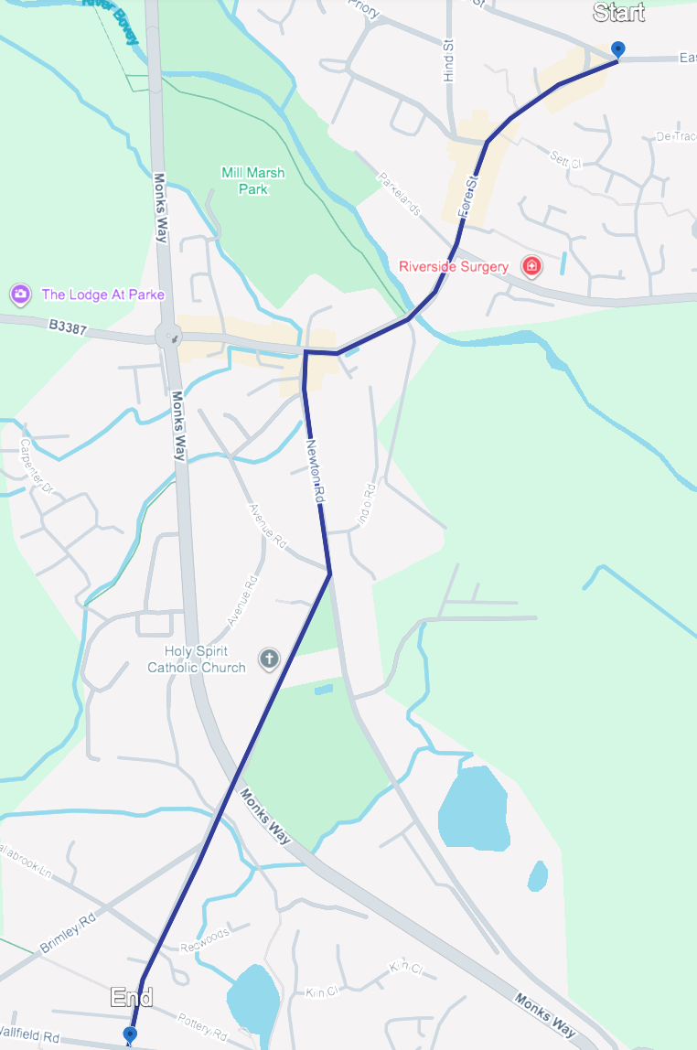 Route of Bovey Tracey Carnival Saturday 2nd August 2025